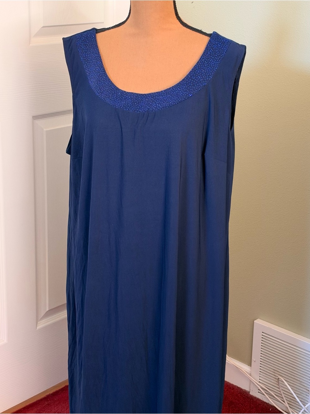 R&M Richards Woman Blue Shimmer Neckline Dress Size 18W